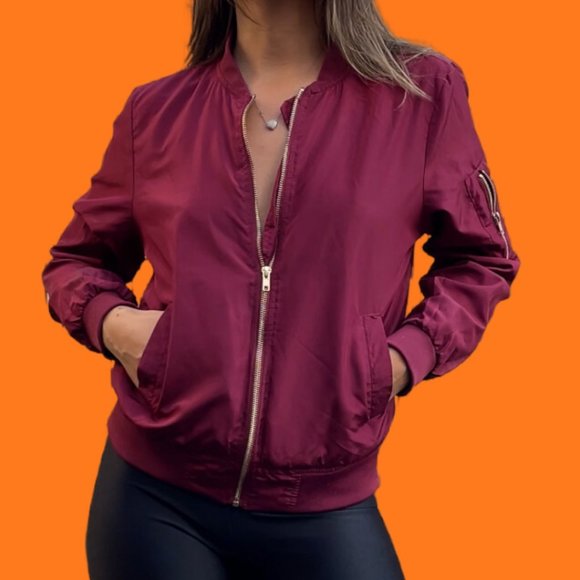 INSO - Maroon Bomber jacket - size Large - Picture 1 of 4